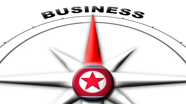 North Korea Globe Sphere Flag Compass Concept Business Titles Illustration — Stock fotografie