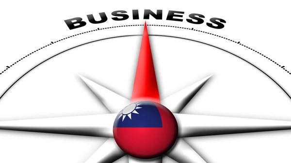 Taiwan Globe Flag Compass Concept Üzleti Címek Illusztráció — Stock Fotó