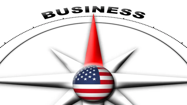 United States America Globe Sphere Flag Compass Concept Business Titles — Stock Photo, Image