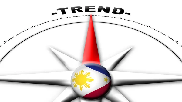Filipina Globe Sphere Flag Compass Concept Trend Titles Illustration — Stok Foto