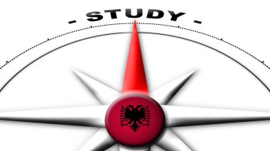 Afganistan Küre Küresi Bayrak ve Pusula Konsepti Çalışma Başlıkları 3D İllüstrasyon