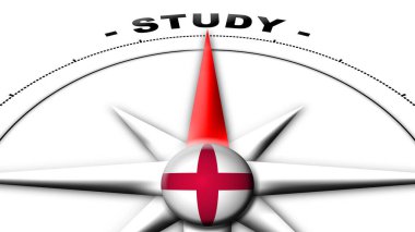 Afganistan Küre Küresi Bayrak ve Pusula Konsepti Çalışma Başlıkları 3D İllüstrasyon