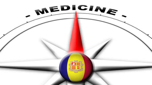 Andora Globe Sfera Flaga Kompas Medycyna Koncepcyjna Tytuły Ilustracja — Zdjęcie stockowe