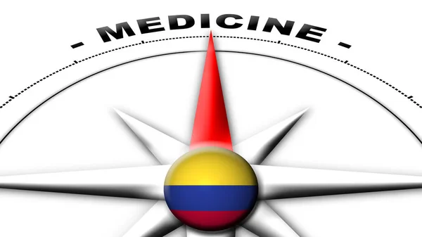 Kolumbia Globe Gömb Zászló Iránytű Concept Medicine Címek Illusztráció — Stock Fotó