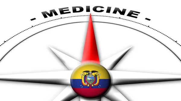 Ekvador Küre Küresi Bayrak Pusula Tıp Başlıkları Llüstrasyon — Stok fotoğraf