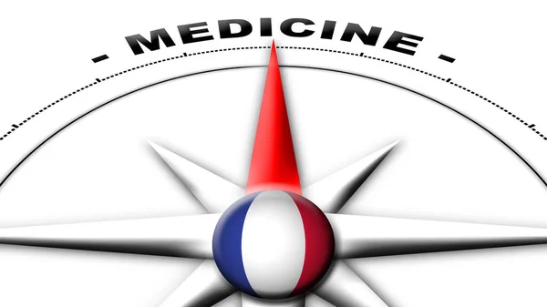 Francja Globe Sphere Flag Compass Concept Medicine Tytuły Ilustracja — Zdjęcie stockowe