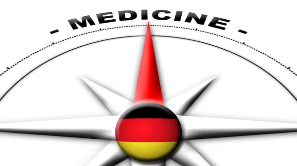 Deutschland Kugelfahne Und Kompasskonzept Medizin Titel Illustration — Stockfoto