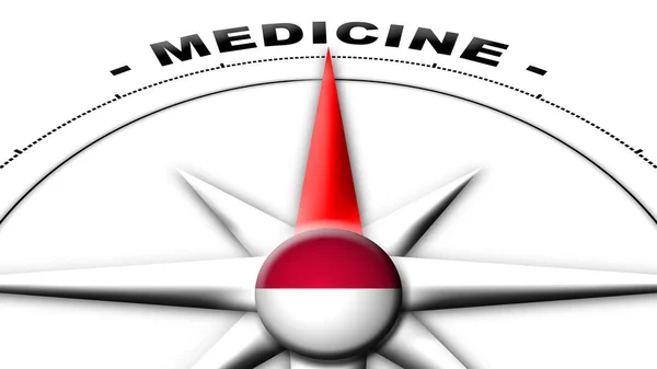 Indonezja Kula Kuli Ziemskiej Flaga Kompas Concept Medicine Tytuły Ilustracja — Zdjęcie stockowe