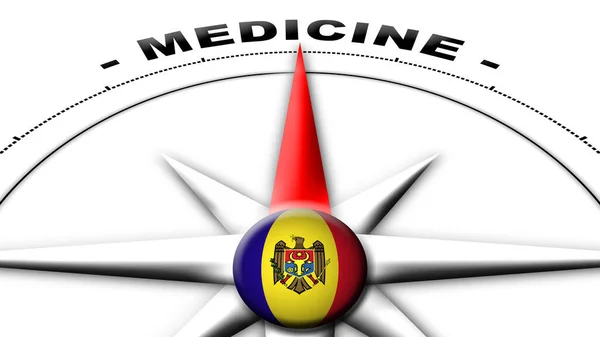 Moldawien Kugelfahne Und Kompass Konzept Medizin Titel Illustration — Stockfoto