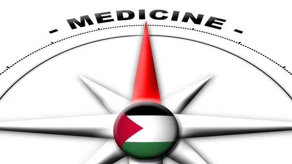 Palestina Globe Esfera Bandera Brújula Concepto Medicina Títulos Ilustración —  Fotos de Stock
