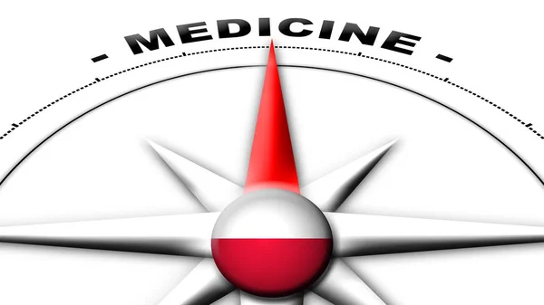 Polen Kugelfahne Und Kompasskonzept Medizin Titel Illustration — Stockfoto
