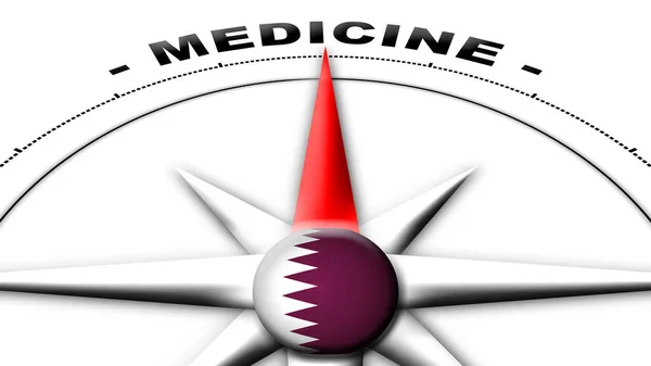 Флаг Катара Глобус Концепция Компаса Названия Медицины Иллюстрация — стоковое фото