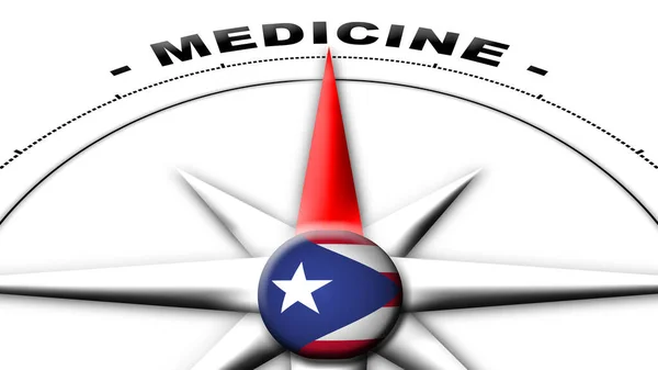 Puerto Rico Globe Sphere Flag Compass Concept Medicine Titles Illustration — Stock Photo, Image