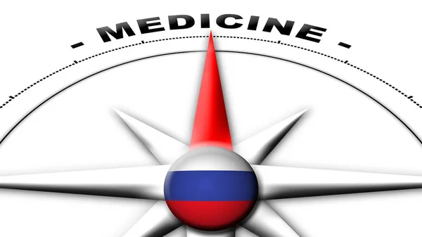 Rússia Globo Esfera Bandeira Bússola Conceito Medicina Títulos Ilustração — Fotografia de Stock