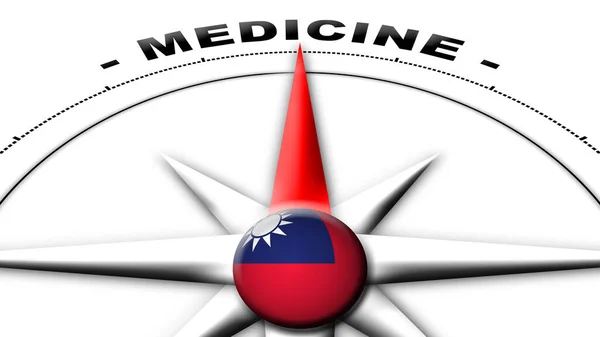 台湾环球球旗及指南针概念医学名称3D图解 — 图库照片