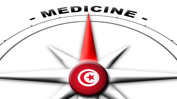 Tunus Küre Küresi Bayrak Pusula Tıp Başlıkları Llüstrasyon — Stok fotoğraf