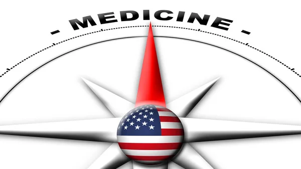Флаг Сферы Сша Компас Концепция Медицины Заголовки Иллюстрация — стоковое фото