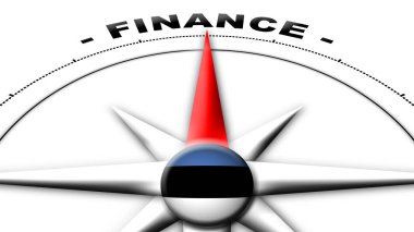 Estonya Küre Küresi Bayrak ve Pusula Finans Başlıkları 3B İllüstrasyon