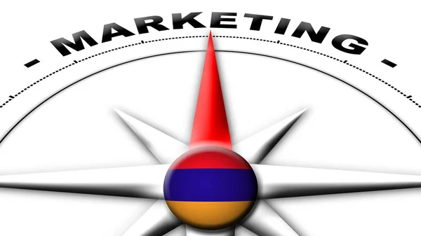 Armenië Globe Bol Vlag Kompas Concept Marketing Titels Illustratie — Stockfoto