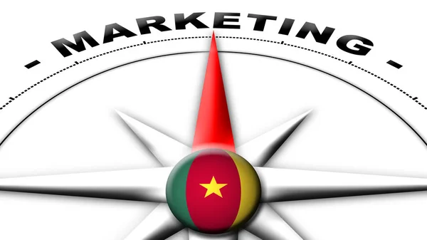 Kamerun Globe Sphere Flag Compass Concept Marketing Tytuły Ilustracja — Zdjęcie stockowe