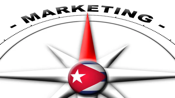 Cuba Globe Sphere Flagge Und Kompass Konzept Marketing Titel Illustration — Stockfoto