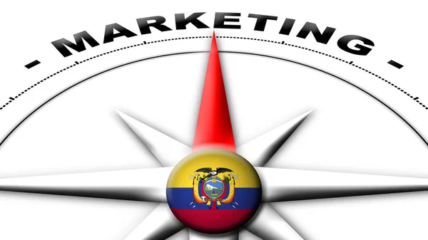 Ecuador Globus Kugel Flagge Und Kompass Konzept Marketing Titel Illustration — Stockfoto