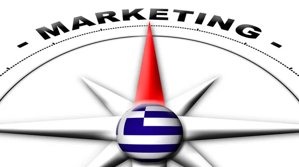Griechenland Globus Kugel Flagge Und Kompass Konzept Marketing Titel Illustration — Stockfoto