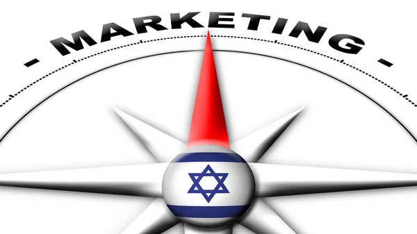 Israel Globe Bol Vlag Kompas Concept Marketing Titels Illustratie — Stockfoto