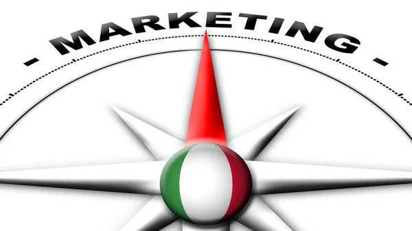Włochy Globe Sphere Flag Compass Concept Marketing Tytuły Ilustracja — Zdjęcie stockowe