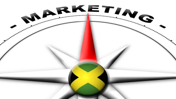 Jamaica Globe Sphere Flagge Und Kompass Konzept Marketing Titel Illustration — Stockfoto