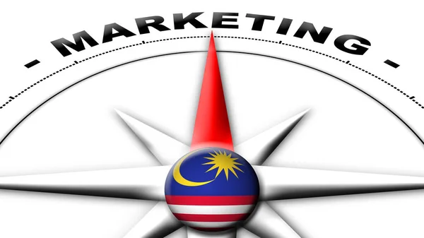 Malaysia Globe Sphere Flag Compass Concept Marketing Titles Illustration — Stock Photo, Image
