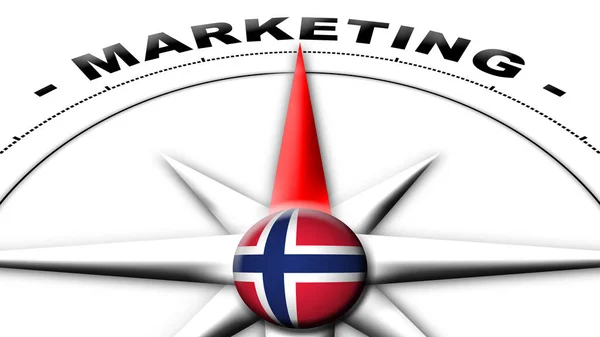 Norwegen Globe Sphere Flagge Und Kompass Konzept Marketing Titel Illustration — Stockfoto