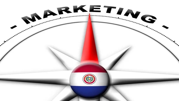 Paraguay Globus Kugel Flagge Und Kompass Konzept Marketing Titel Illustration — Stockfoto