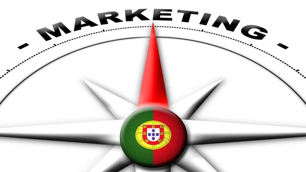 Portugal Globus Kugel Flagge Und Kompass Konzept Marketing Titel Illustration — Stockfoto