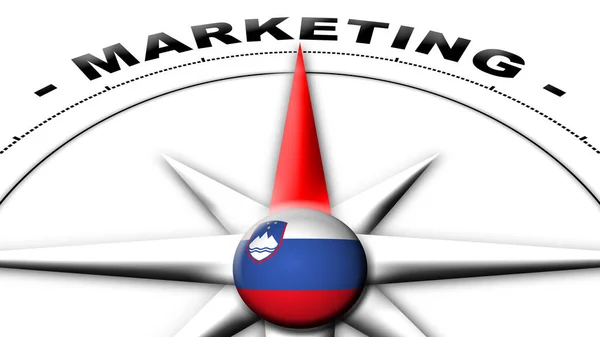 Slowenien Globus Kugel Flagge Und Kompass Konzept Marketing Titel Illustration — Stockfoto