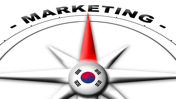 Korea Południowa Globe Sphere Flag Compass Concept Marketing Tytuły Ilustracja — Zdjęcie stockowe