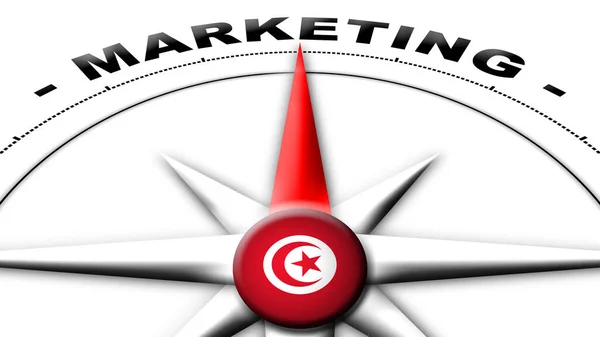 Tunesien Kugelfahne Und Kompass Konzept Marketing Titel Illustration — Stockfoto