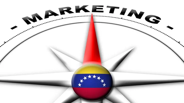 Venezuela Globe Sfär Flagga Och Kompass Konceptmarknadsföring Titlar Illustration — Stockfoto