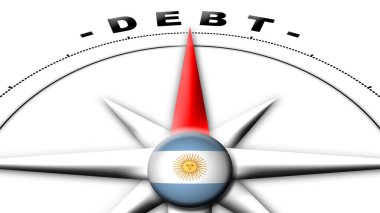 Arjantin Küre Küresi Bayrak ve Pusula Konsepti 3D İllüstrasyon