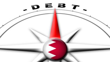 Bahreyn Küre Küresi Bayrak ve Pusula Konsepti Borç Başlıkları 3D Görüntü