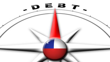 Şili Küre Küresi Bayrak ve Pusula Konsepti Borç Başlıkları 3B Görüntü