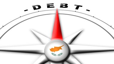 Kıbrıs Küre Küresi Bayrak ve Pusula Borç Başlıkları 3D Görüntü