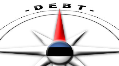 Estonya Küre Küresi Bayrak ve Pusula Konsepti Borç Başlıkları 3B Görüntü