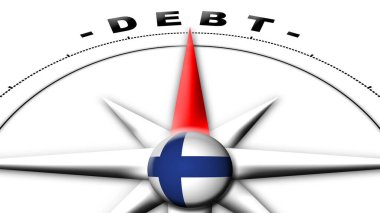 Finlandiya Küre Küresi Bayrak ve Pusula Tasarısı 3B İllüstrasyon