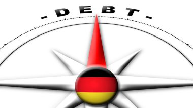 Almanya Küre Küresi Bayrak ve Pusula Tasarısı 3D İllüstrasyon