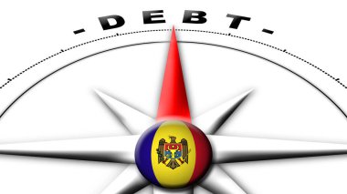Moldova Küre Küresi Bayrak ve Pusula Konsepti Borç Başlıkları 3B Görüntü
