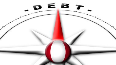 Peru Küre Küresi Bayrak ve Pusula Konsepti Borç Başlıkları 3B Görüntü