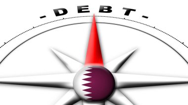 Katar Küre Küresi Bayrak ve Pusula Konsepti Borç Başlıkları 3B Görüntü