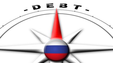 Rusya Küre Küresi Bayrak ve Pusula Tasarısı 3D İllüstrasyon