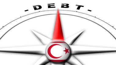 Kuzey Kıbrıs Küre Küresi Bayrak ve Pusula Borç Başlıkları 3D İllüstrasyon